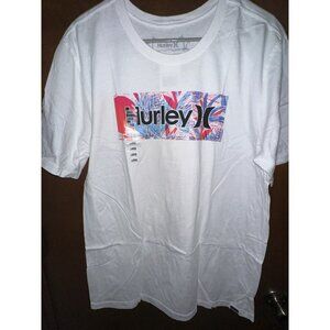 Hurley Mens Floro Boro White T-Shirt, Size M, NWT